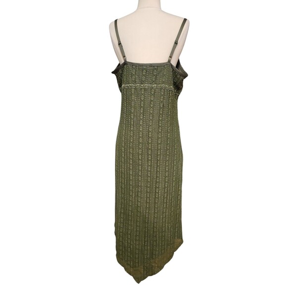 No Boundaries Lace Babydoll Maxi Dress Womens XL Green Coquette Hanky Hem Fairy - Picture 4 of 8